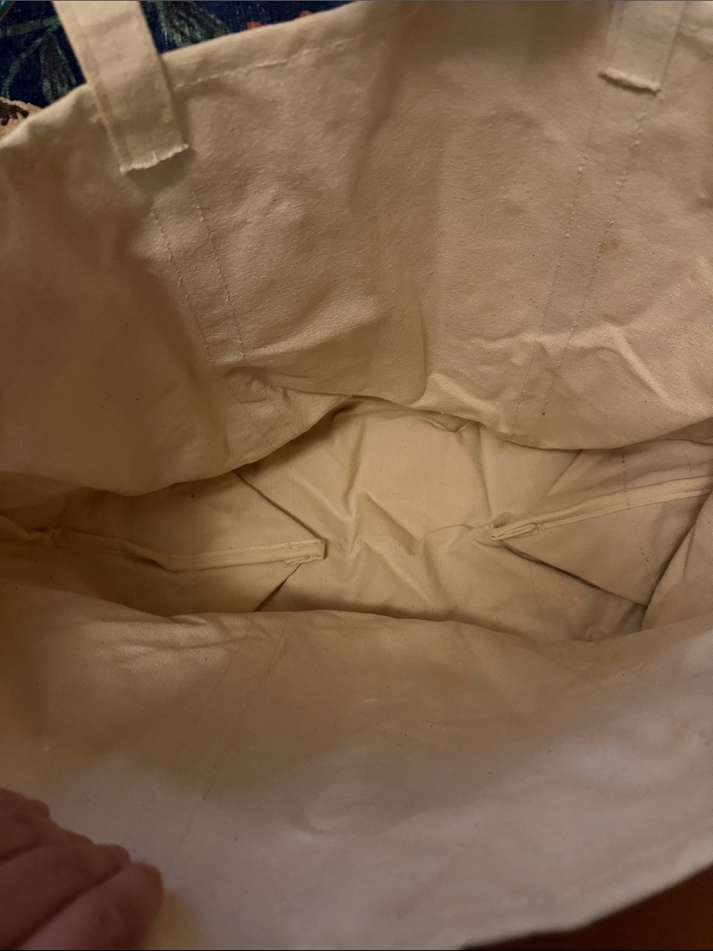 Lands' End Cream Canvas Tote with Green Trim - Picture 3 of 5